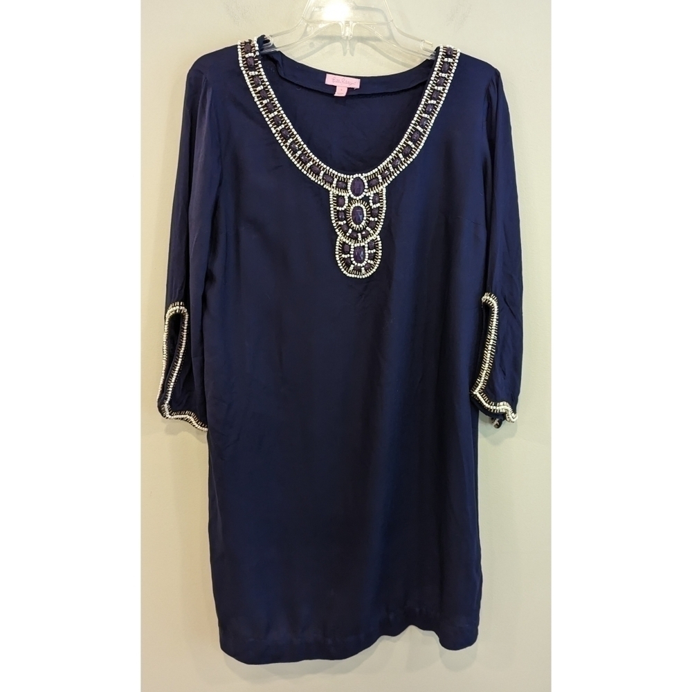 Lilly Pulitzer Sarah Embellished Tunic Viscose Beaded Dress Small